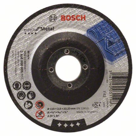 Bosch Accessories A30 S BF 2608600005 Disco da taglio con centro depresso 115 mm 1 pz. Metallo