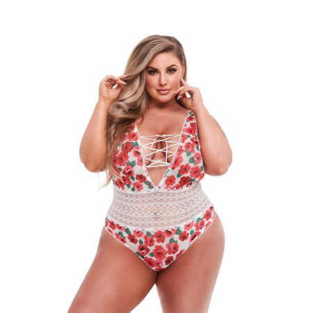 Body Baci Lingerie Floral & Lace Bianco Multicolore XL Queen colore